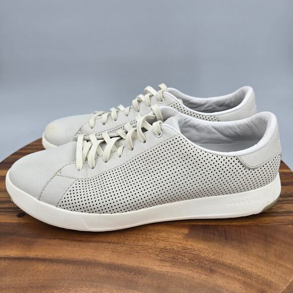 Cole Haan Shoes Mens 9.5 M Light Gray Leather Perforated Low Top Tennis Sneakers main image 8